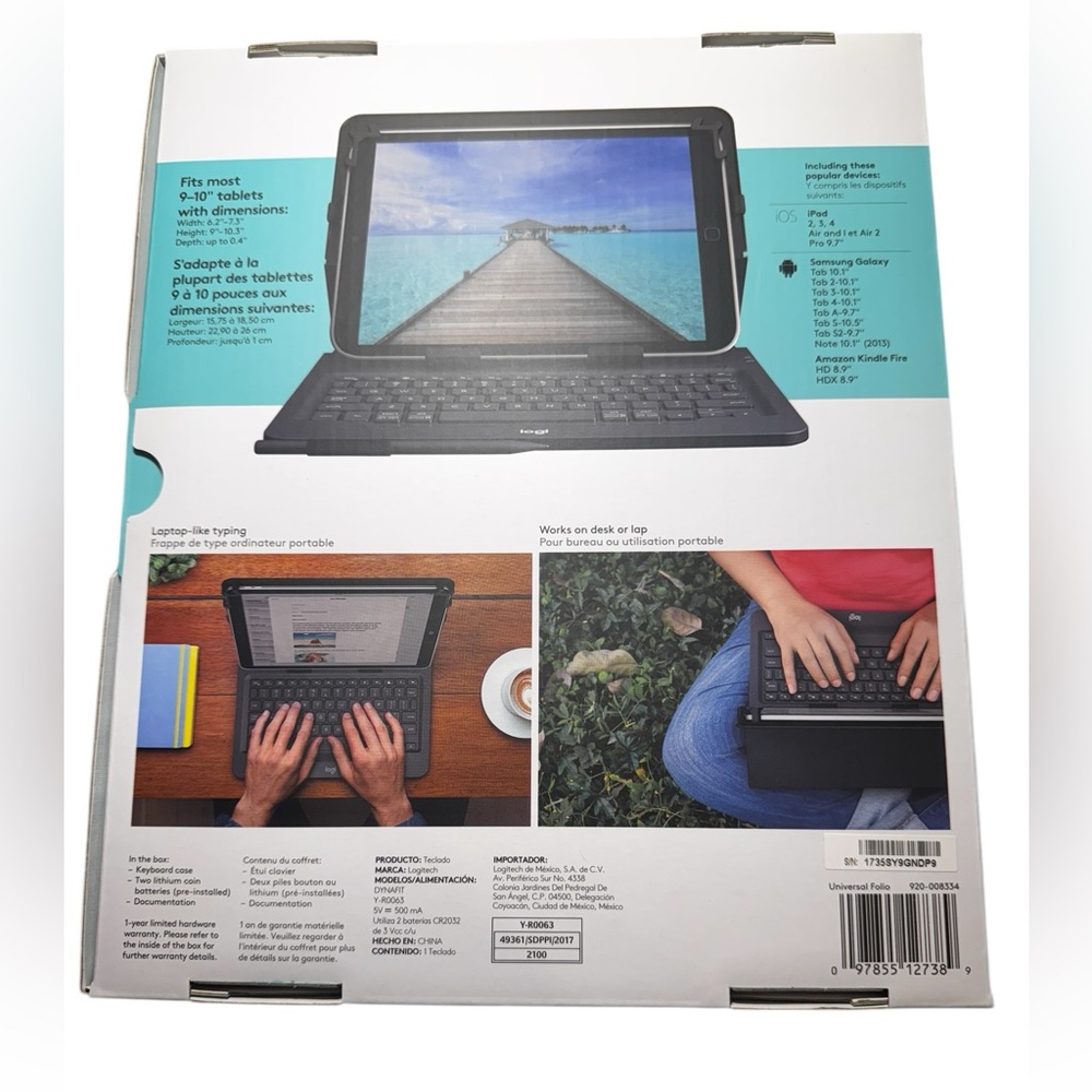 Logitech Universal Folio Tablet Keyboard Cover Case 9-10" IOS Android Windows - Picture 2 of 7